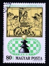 Postage stamp Hungary 1974. Royal Chess Party, 15th Century, Italian Chess Book