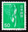 Postage stamp Japan 1976. Nyoirin Kannon Goddess of Mercy Chugu-ji Temple, Nara Royalty Free Stock Photo