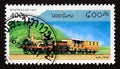 Postage stamp Laos 1997. Adler 1835 steam locomotive Royalty Free Stock Photo