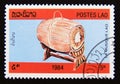 Postage stamp Laos 1984. Barrel drum instrument