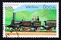 Postage stamp Laos 1997. The Columbine 1845 steam locomotive