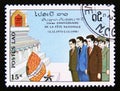 Postage stamp Laos, 1990. Commemoration monument