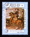 Postage stamp Laos, 1984. Gaspar de Guzman, Duke of Olivares painting Diego Velazquez