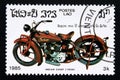 Postage stamp Laos, 1985, Indian Chief motorcycle 1930