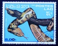 Postage stamp Laos, 1986, Indian Rock Python, Python molurus