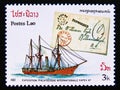 Postage stamp Laos, 1987. 1840 letter to Williamsburgh and Neptune steamer ship