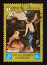 Postage stamp Laos 1984. Noli me tangere painting