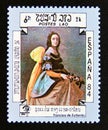 Postage stamp Laos, 1984. Portrait of a Lady, painting Francisco de Zurbaran