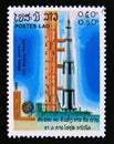Postage stamp Laos, 1985. Saturn V Rocket