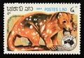 Postage stamp Laos, 1984. Tiger Quoll Dasyurus maculatus Royalty Free Stock Photo