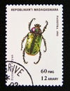 Postage stamp Madagascar, 1993. Eastern Hercules Beetle Dynastes tityus