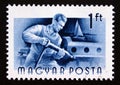 Postage stamp Magyar, Hungary, 1955, Shipbuilder Royalty Free Stock Photo