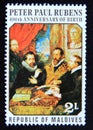 Postage stamp Maldives, 1977. Four Philosophers by Peter Paul Rubens painting