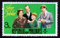 Postage stamp Maldives, 1977. Queen, Prince Philip, Princes Edward and Andrew Royalty Free Stock Photo