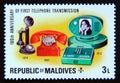 Postage stamp Maldives, 1976. Telephones of 1919, 1937 and 1972