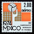 Postage stamp Mexico, 1974. 8th World Volleyball Championships, Mexico City Royalty Free Stock Photo