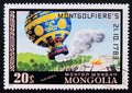 Postage stamp Mongolia, 1977. Montgolfier`s Balloon Royalty Free Stock Photo