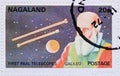 Postage stamp Nagaland, India, 1972, first real telescopes Galileo