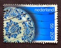 Post stamp printed in Netherlands 1978 ceramics from Delft