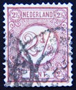 Postage stamp Netherlands, 1876, Numeral figure 2,5 cent Royalty Free Stock Photo