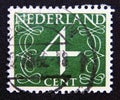 Postage stamp Netherlands, 1946. Numeral 4 Type Van Krimpen Royalty Free Stock Photo