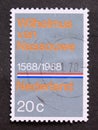 Post stamp printed in Netherlands 400 years Wilhelmus, national anthem 1968 Royalty Free Stock Photo