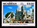 Postage stamp Nicaragua, 1985. Basilica San Sebastian in Diriamba