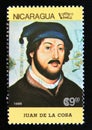 Postage stamp Nicaragua, 1986. Juan de la Cosa portrait
