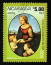 Postage stamp Nicaragua, 1983. La Belle Jardiniere painting