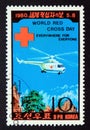 Postage stamp North Korea, 1980, Red Cross rescue helicopter