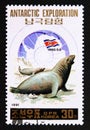 Postage stamp North Korea, 1991. Southern Elephant Seal Mirounga leonina animal