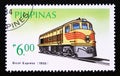 Postage stamp Philippines 1984. Bicol Express 1955 locomotive train Royalty Free Stock Photo