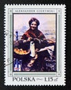 Postage stamp Poland, 1968. Jewish woman with lemons, painting by Aleksander Gierymski