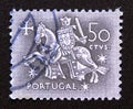 Postage stamp Portugal 1953. Knight on horseback from the seal of King Dinis