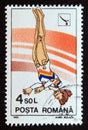 Postage stamp Romania 1991, gymnasics vault