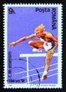 Postage stamp Romania 1991, Hurdles runner