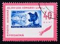 Postage stamp Romania, 1963. Stamp in stamp Laika, Rocket