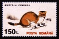 Postage stamp Romania, 1993. Stoat Mustela erminea weasel animal