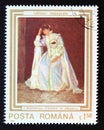 Postage stamp Romania 1990. Woman in Blue painting