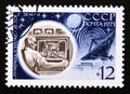 Postage stamp Russia, CCCP, 1971, Control Room and Radio Telescope Royalty Free Stock Photo