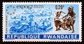 Postage stamp Rwanda, 1967. Africa Place, Dancers and Drummers Royalty Free Stock Photo