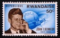 Postage stamp Rwanda, 1965. John F. Kennedy 1917-1963 Royalty Free Stock Photo