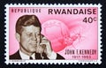 Postage stamp Rwanda, 1965. John F. Kennedy 1917-1963 Royalty Free Stock Photo