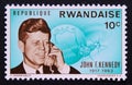 Postage stamp Rwanda, 1965. John F. Kennedy 1917-1963 Royalty Free Stock Photo