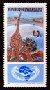 Postage stamp Rwanda, 1965. Lake nature landscape