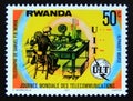 Postage stamp Rwanda, 1977. Morse Telegraph station