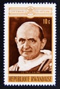 Postage stamp Rwanda, 1975. Pope Paul VI portrait