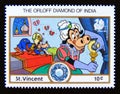 Postage stamp Saint Vincent 1989. The Orloff Diamond of India Goofy, Clarabelle Cow