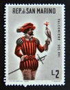 Postage stamp San Marino, 1961. Hunting Scene 16th 18th century Falconer