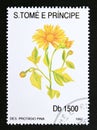 Postage stamp Sao Tome and Principe, 1992. Yellow flower